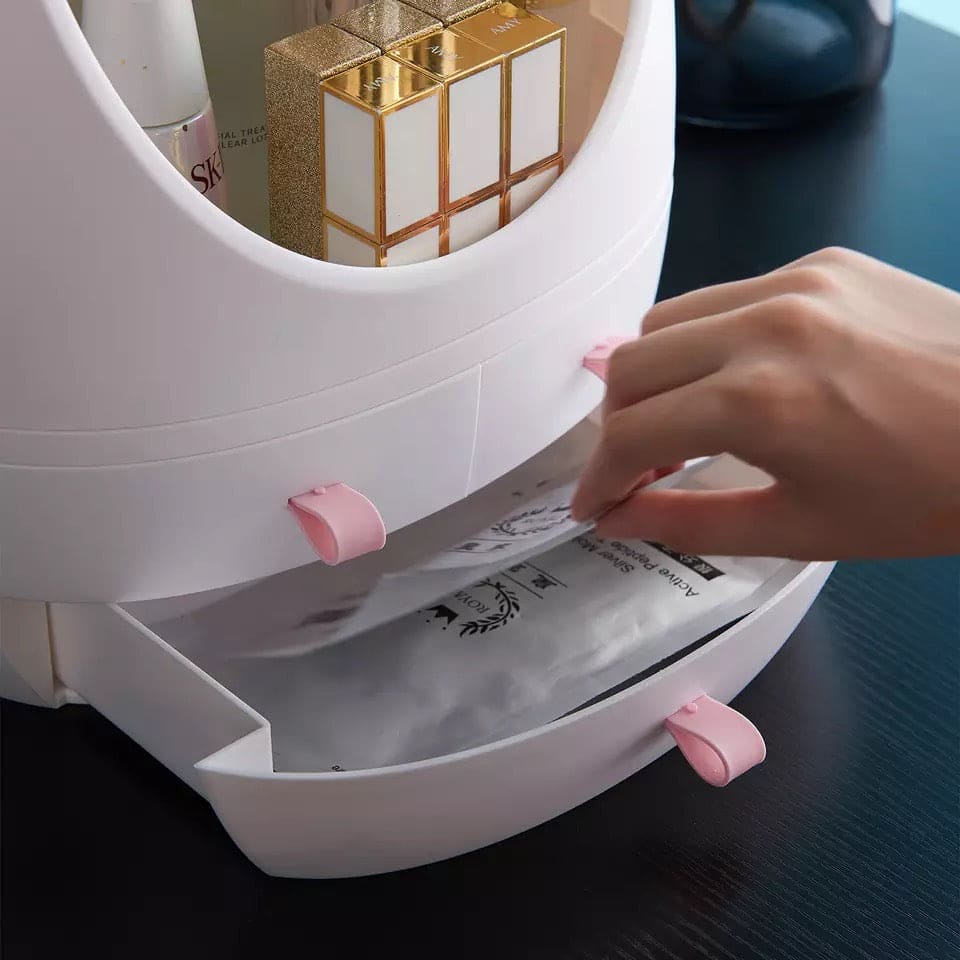 Oval Mirror Cosmetic Storage Organizer, LED Light Makeup Storage Box, Portable Creative Makeup Organizer, Modern Jewelry And Cosmetic Display Case With Led Lighted Mirror Oval Mirror Cosmetic Storage Organizer, LED Light Makeup Storage Box, Portable Creative Makeup Organizer, Modern Jewelry And Cosmetic Display Case With Led Lighted Mirror